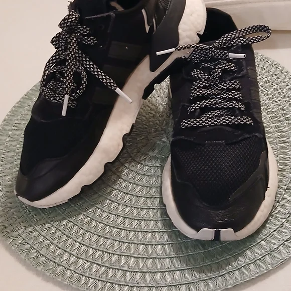 adidas Black and White Mesh Athletic Shoes - Picture 3 of 5